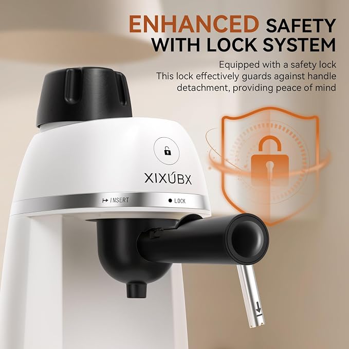 XIXUBX Coffee Machine, 3.5 Bar Espresso & Cappuccino Machine with Steam Wand, Compact Design Coffee Maker for Latte, Safety Lock & Tritan Cups, 800w, White