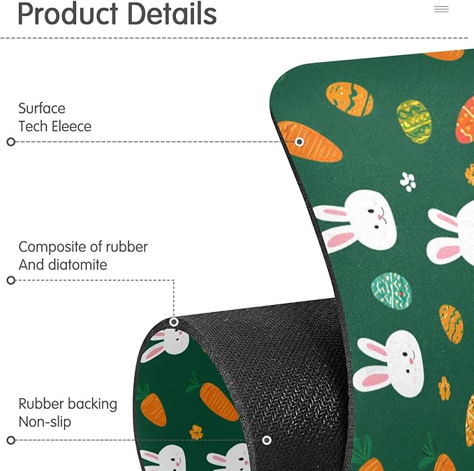 Kitchen Sink Splash Guard 1 PC 30 Inch Sink Faucet Mat Splash Guard for Bathroom Countertop Water Absorbent Foldable Cuttable Soft Washable Deep Green Easter Rabbit Eggs Carrots