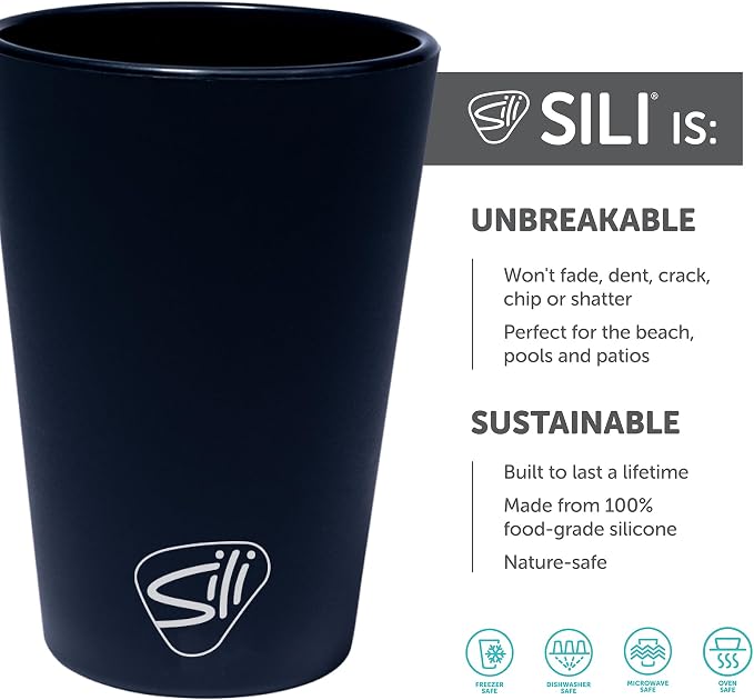 Silipint 1.5oz Silicone Shot Glasses – Pack of 2 Unbreakable, BPA-Free, Non-Toxic, Dishwasher & Freezer Safe Cups – Colored Shot Glasses for Cold Beverages, Cocktails, Travel, Party (Classic Black)