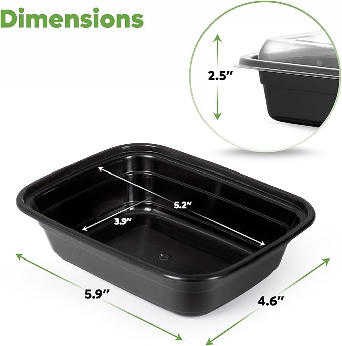 GUSTO [12 oz - Case of 150 1-Compartment Meal Prep Containers with Lids – Reusable, Microwaveable, Dishwasher & Freezer Safe, BPA-Free Food Storage Boxes for Portion Control (Formerly Comfy Package)