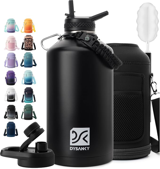DYSANKY Gallon Insulated Water Bottle with Portable Carrier Bag for Outdoor