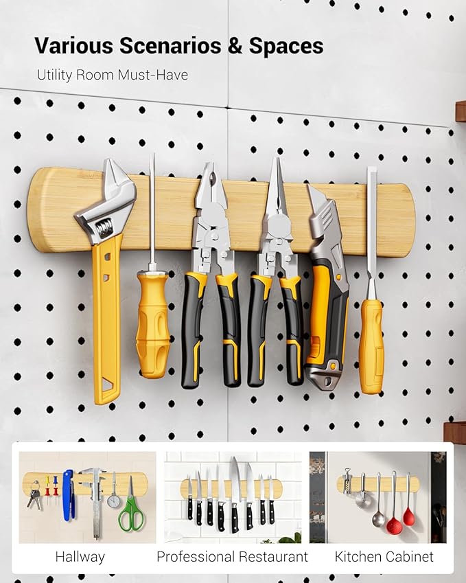 Swaitee Magnetic Knife Holder for Wall, 24 Inch Large Bamboo Magnetic Knife Strip, Kitchen Storage Organizer, Fridge Side Mount, Housewarming Gifts for New Home