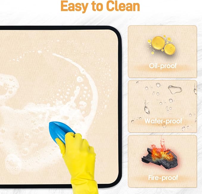 Heat Resistant Mat for Air Fryer, 12 x 14in Heat Resistant Mat for Countertop, Fireproof Silicone Countertop Protector Appliance Slider Hot pod for Air Fryer, Coffee Maker, Toaster, Oven (Khaki)