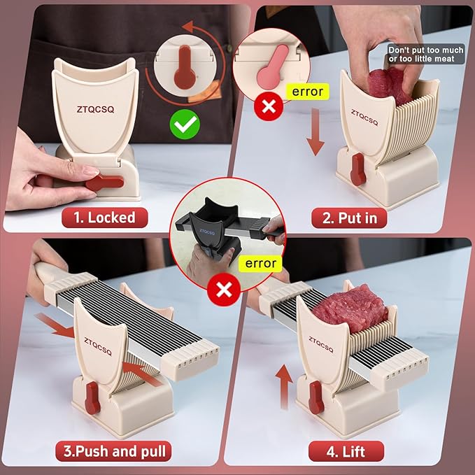 Fresh Meat Slicer Cleaver Kitchen Knife Set, 17 in 1 Stainless Steel Cleaver Kitchen Knife, Slice, Shred, Chop, Meal Prep, Beef Pork Mutton for Home Cooking BBQ Hot Pot Meat Slicer -Red