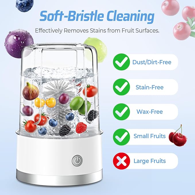 Electric Fruit Cleaner Spinner Machine with OH-ion Purification Technology, Suitable for Small Fruits Such as Blueberries, Cherry Tomatoes, and Raspberries