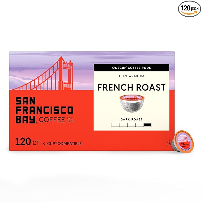 San Francisco Bay K-Cup Coffee Pods, French Roast (120 ct), Dark Roast, Commercially Compostable Single-Serve Coffee Pods