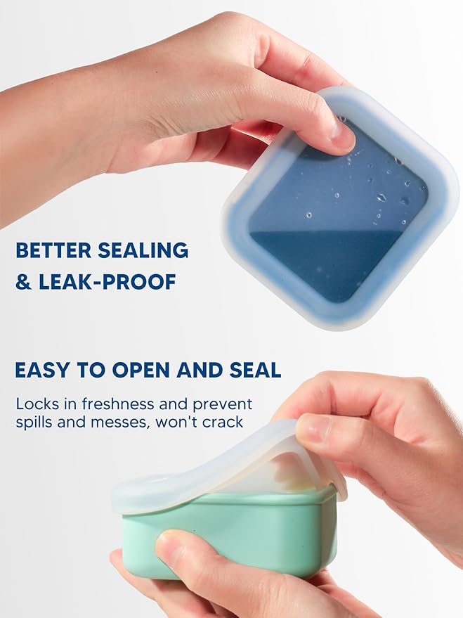 8PCS 1/2 Cup Silicone Freezer Molds with Lid, Silicone Soup Freezer Molds Meal Prep Containers, 1/2 Cup Portions Cubes for Freezing Sauces, Ice Cream, Meal Prep