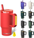 Frost Buddy Thicc Buddy - 16 oz Stainless Steel Vacuum Insulated Tumbler with Lid and Straw for Water - Travel Mug Cupholder Friendly - Gifts for Women Men Him Her (Crimson)