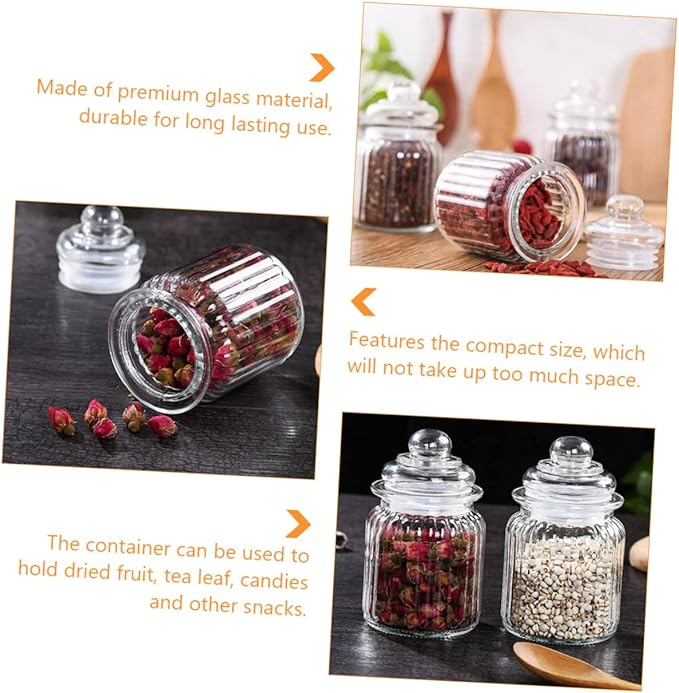 4pcs Storage Bins Lids Glass Storage Jars for Food Prep Containers Compact