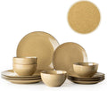 Dafuceramic Stoneware Dinnerware Set, 12 Pieces for 4, Maize Yellow | Plates and Bowls, Modern, Microwave Safe, Dishwasher Safe