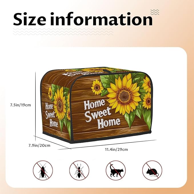 Flower Sunflower Painting Toaster Cover 2 Slice Dust and Fingerprint Protection Toaster Bread Maker Covers Washable Kitchen Small Appliance Covers for Kitchen Accessories Decor Bakeware Women Gift