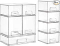 Vtopmart Stackable Storage Drawers Set of 9, Clear Plastic Organizer Bins for Baby Bottle, Beauty Supplies Storage, Ideal for Kichen Countertop, Vanity, Bathroom, Cabinet, Pantry Organization