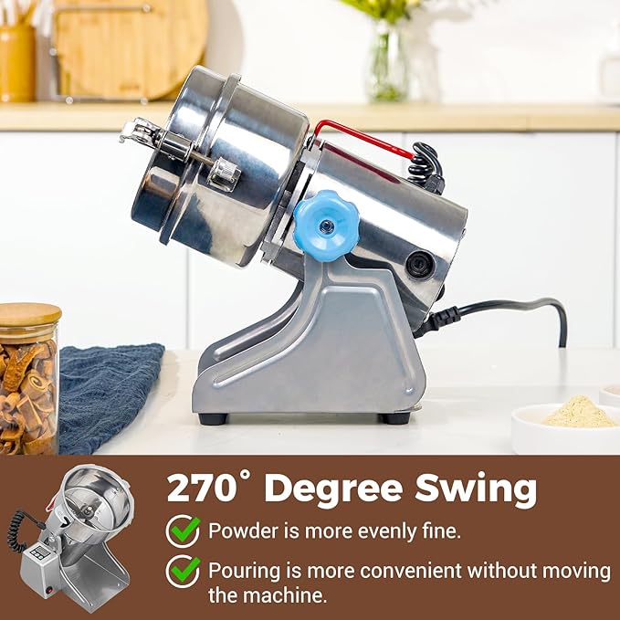 LEEVOT Grain Mill 500g Commercial Spice Grinders Electric 1500W Stainless Steel Pulverizer Dry Grinder for Grinding Wheat, Oats, Corn, Pepper, and Coffee Beans – Grinder for Kitchen.