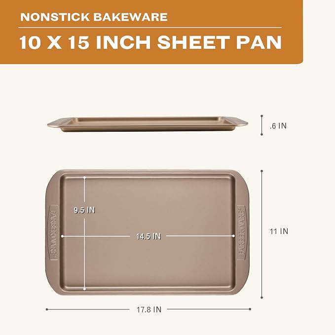 Farberware Bakeware Nonstick Sheet Pan, 10-Inch x 15-Inch, Mocha