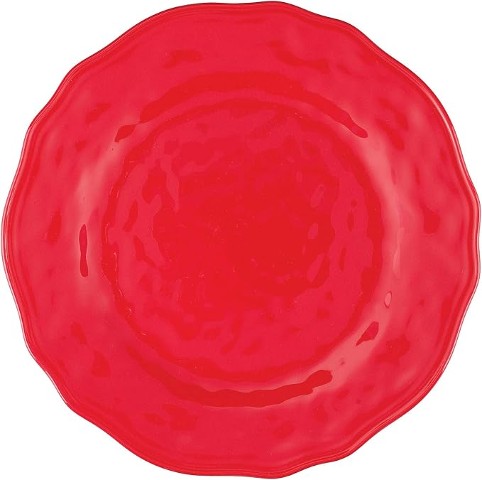 UPware 12 Piece Holiday Red Melamine Dinnerware Sets, Outdoor Dishes Set, Plates and Bowls Sets, Christmas Decorations, Service for 4, Red