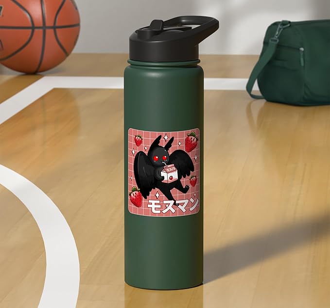 Cryptid Mothman Lover Kawaii Strawberry Milk Shake Carton Stainless Steel Insulated Water Bottle