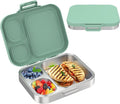 Pawtong Stainless Steel Bento Lunch Box for Kids | 3-Compartment Lunch Box Container Kids | 100% Leakproof, Eco-Friendly, Perfect Portion Control for Kids&Adult Healthy Meals (Green)