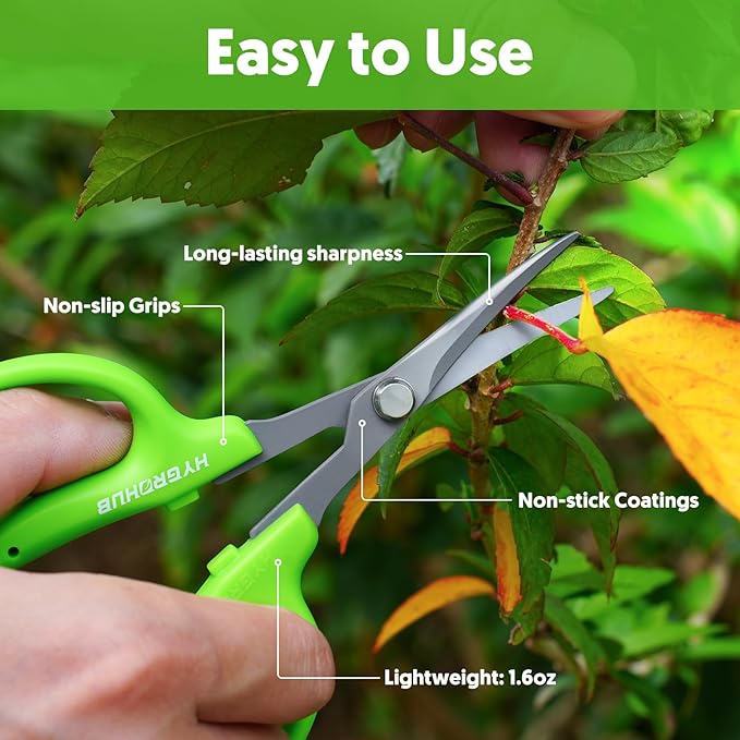Garden Scissors Small Pruning Shears Gardening Snips Non-Stick Coating Sharp Steel Blade for Precise Cutters Bonsai Trimmer for Plants Flower Herb