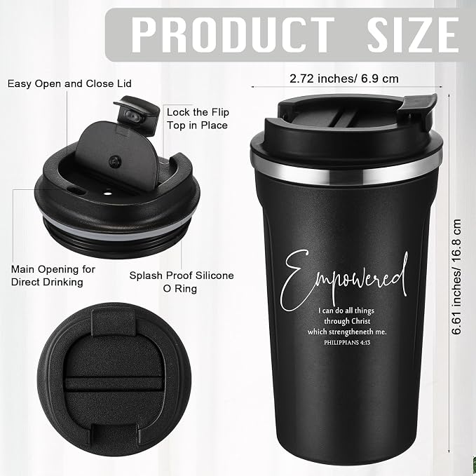 Meanplan 10 Set Father's Day Christian Gift Bible Verse Tumbler Bulk 17oz Coffee Cup Religious Jesus Tumbler Inspirational Mug for Men Father Church Holy Week Teacher Pastor (Black, Bible Word Style)