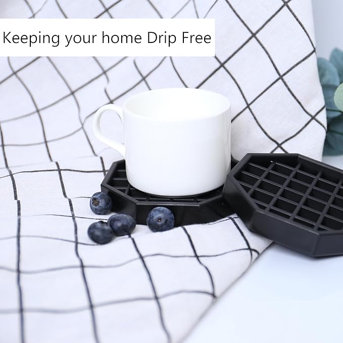 Drip Tray 4" Octagon Countertop Beverage Dispenser Cup Drip Catcher - for Coffee & Drink Dispenser Bar by kitchentoolz - Pack of 4