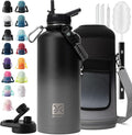 DYSANKY Insulated Water Bottle | Thickened Stainless Steel for Gym and Hiking with Straw, Carrier Bag, Handle Strap | BPA-Free 87 oz