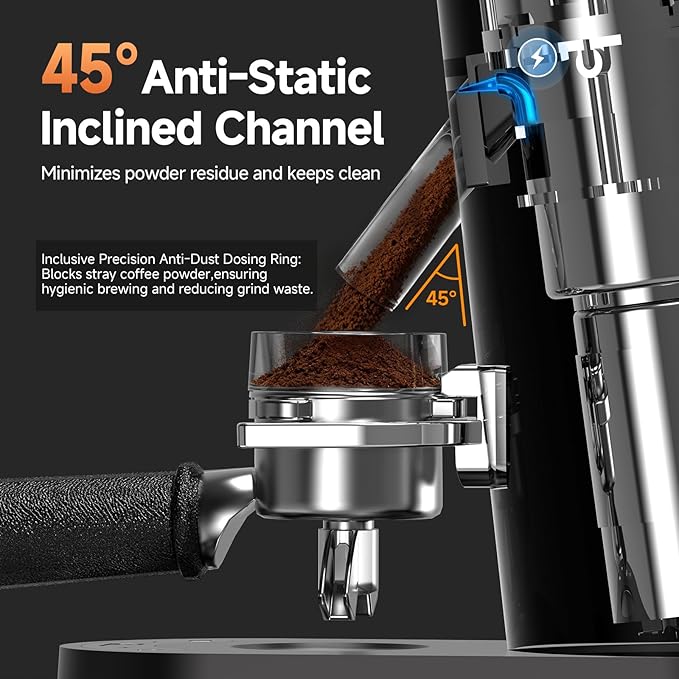 AAOBOSI Burr Coffee Grinder with 60 Grind Settings, Rechargeable with Anti-Static, 5-98s Digital Timer & Touchscreen, Portable for Espresso, Pour Over, French Press, Travel & Camping.