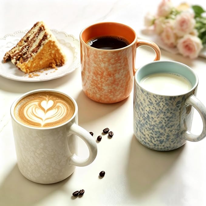 MONITO 17 OZ Coffee Mugs Set of 4, Ceramic Modern Coffee Mugs Set with handle for Tea/Latte/Milk/Cocoa.