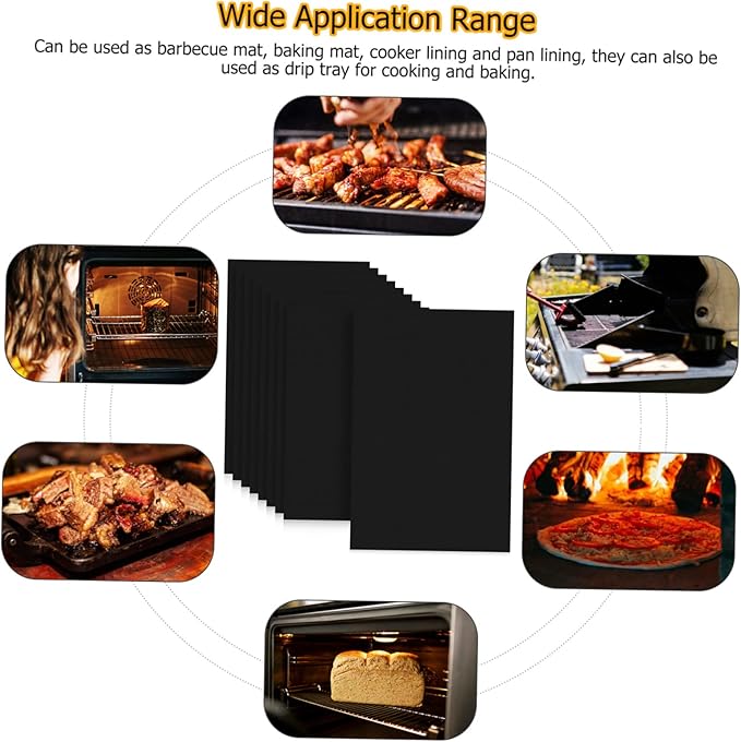 Ciieeo 9pcs Non-stick Oven Liners High-temperature Resistant Baking Mats for Even Heating Easy Cleaning Versatile Cooking Mats for Grilling Baking and Air Frying