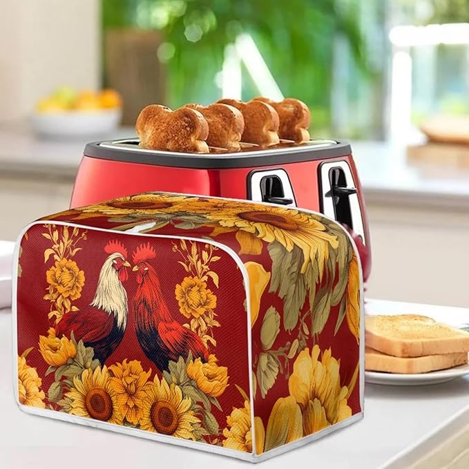 Rooster Blender Dust Cover Bread Maker Toaster Cover Sunflower Kitchen Accessories Small Appliance Cover Dustproof Size S