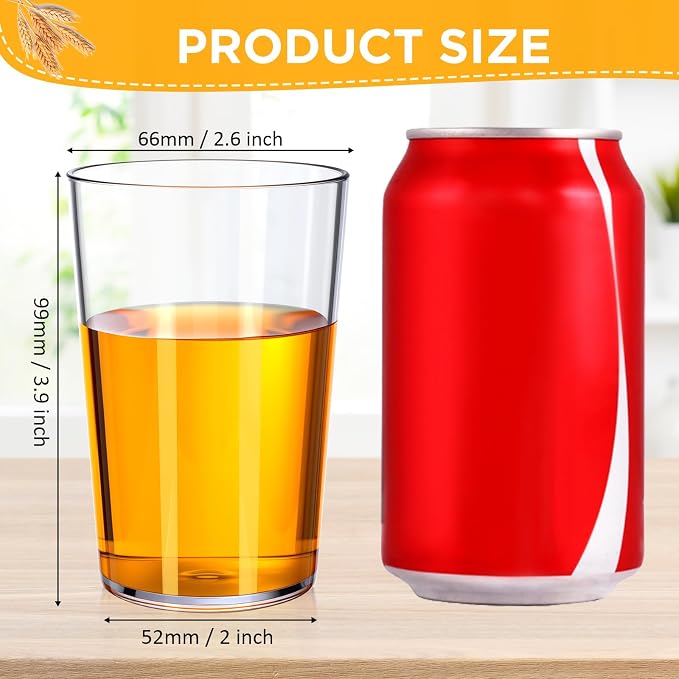Meanplan 48 Pack Plastic Reusable Drinking Glasses Restaurant Grade 8 oz Plastic Cups Unbreakable Stackable Drink Tumblers Water Cup for Kitchen Cafe Wedding Birthday Party Supplies (Clear)