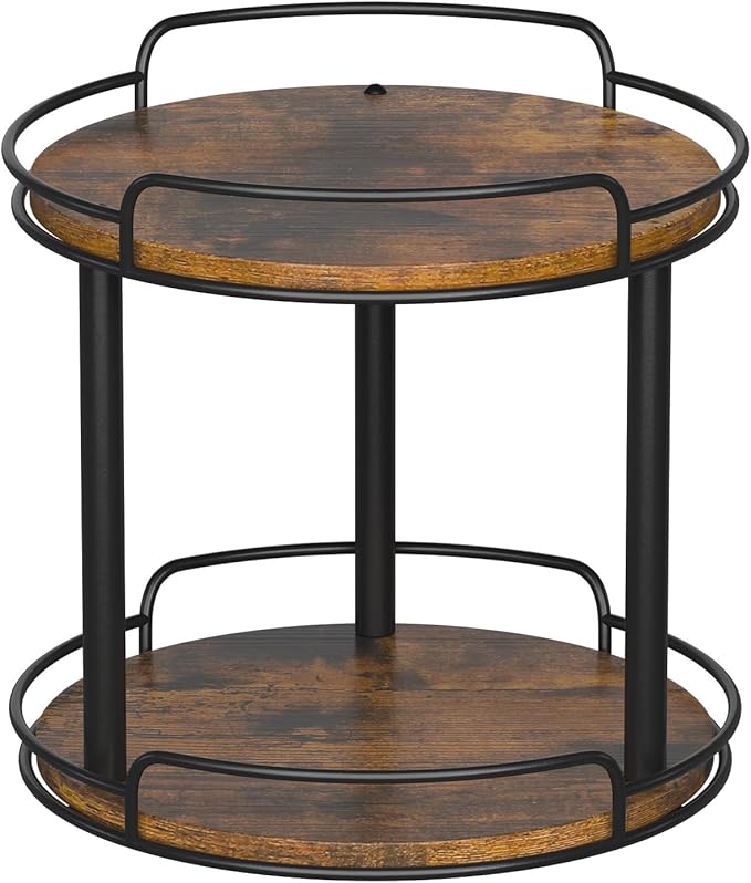 LAMU 2 Tier 9'' Lazy Susan and 10.2'' Wood Lazy Susan Turntable Organizer for Cabinet