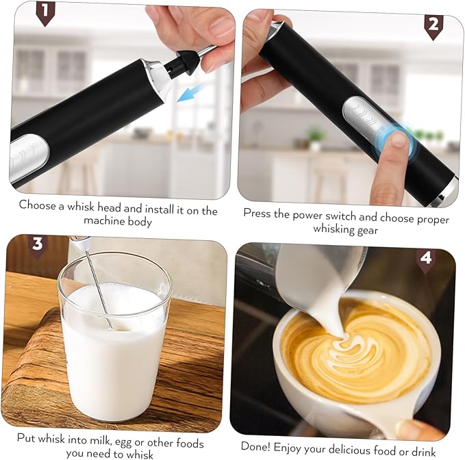GLEAVI Rechargeable Handheld Electric Milk Frother Speed Portable Foam Maker and Egg Whisk for Coffee Matcha Latte and Drinks with Stable Stand and USB Charging
