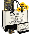 YeohJoy 47th Birthday Gifts for Women Canvas Tote Bag Travel Gear, Unique 47 Years Old Birthday Gifts for Mom Aunt Friends Wife Sister Her, Vintage 1979 Handbag & Cosmetic Bag & Back in 1979 Poster