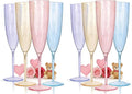 WDF 12PCS Colorful Plastic Champagne Flutes - 6 OZ Colorful Disposable Champagne Flutes - Perfect for Wedding Parties Birthday Valentines Day (Pack of 2)
