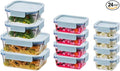 LocknLock LNG445S12M The Clear Heat-Resistant Borosilicate Glass Food Storage Set, 24-Piece (12 Containers + 12 Lids) - Mint