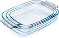 Large Glass Baking Dish Set, Easy Grab Oven Safe Glass Pan for Cooking 2 QT+2.7 QT+3.3 QT