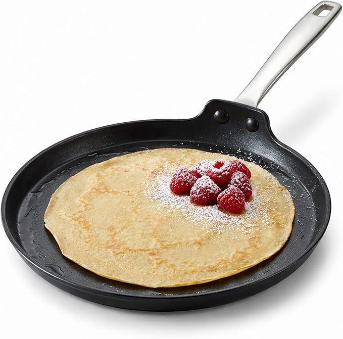 Alva Maestro Ceramic Nonstick Crepe Pan, 10 Inch Pancake Pan and Egg Pan, PFAS-Free Flat Griddle Pan, Induction Compatible Oven Safe Breakfast Pan for Crepes, Pancakes, Eggs and Blinis