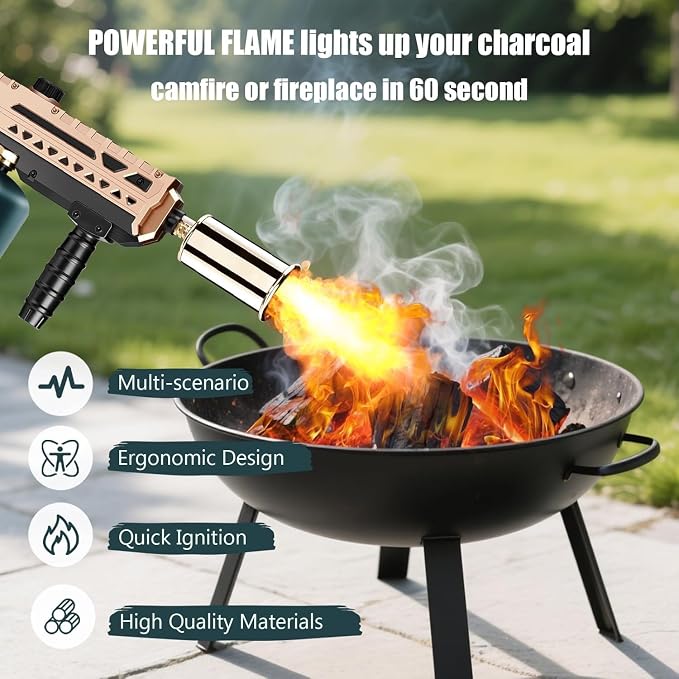 ARTFLAMM Flame Thrower Gun - Propane Cooking Torch Grill Lighter - Adjustable Flamethrower - Powerful Torch for BBQ, Campfire, Charcoal Wood, Weed (Tank Not Included)