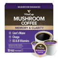 VitaCup Mushroom Coffee Pods, Boost Focus & Immunity w/Lions Mane, Chaga, B Vitamins, D3 for Memory & Clarity, Medium Roast, Single Serve Pod Compatible w/Keurig K-Cup Brewers,10 Ct