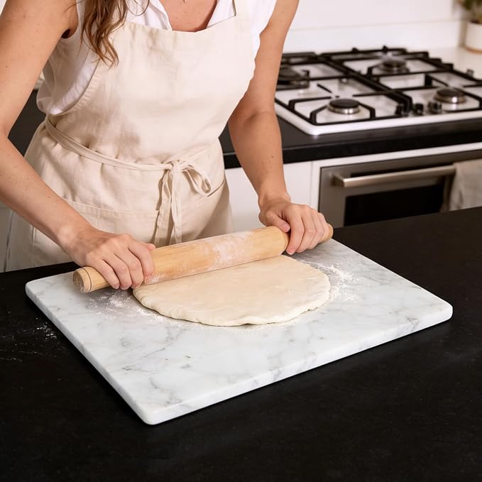 Italian Carrara White Marble Cutting Board for Kitchen 12×16 In – Stone Cutting Board, Pastry Board for Baking, Cheese & Charcuterie, Granite-Like Durable and Elegant Food Preparation