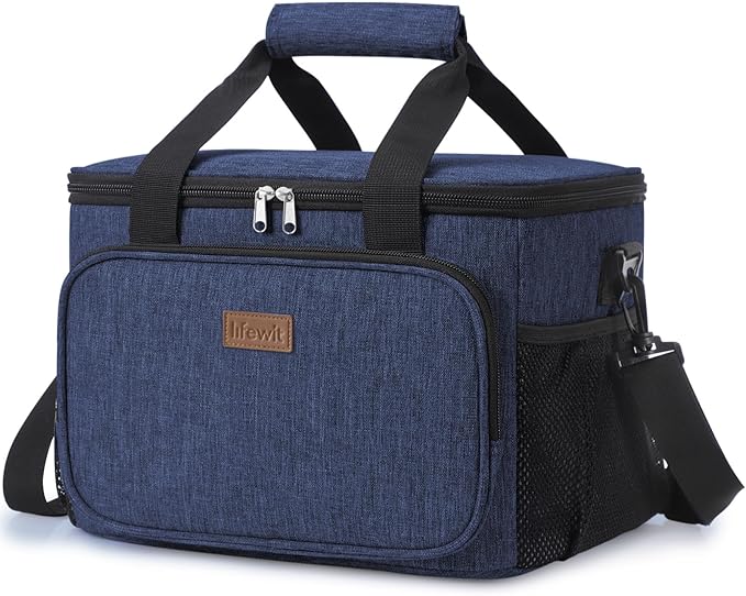Lifewit Medium Lunch Bag Insulated Lunch Box Soft Cooler Cooling Tote for Adult Men Women, Dark Blue 48-Can (33L)