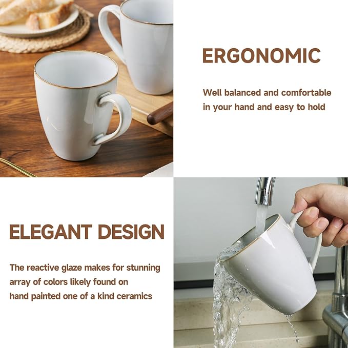 MONITO Coffee Mugs Sets, Large Ceramic Coffee Mugs，Modern Coffee Mugs Set with handle for Tea/Latte/Cappuccino/Milk/Cocoa, Funny Tea Cups for Office and Home (6, Light blue)