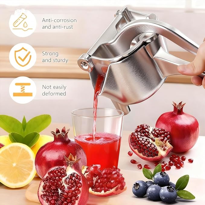 Hand Juicer Squeezer- Hydrogen Alloy Juicer, Efficient Manual Fruit Press Juicer with Ergonomic Grip, Aluminum Alloy Citrus Press for Orange Pomegranates Apple Lemon Lime, Easy to Clean (1PC)
