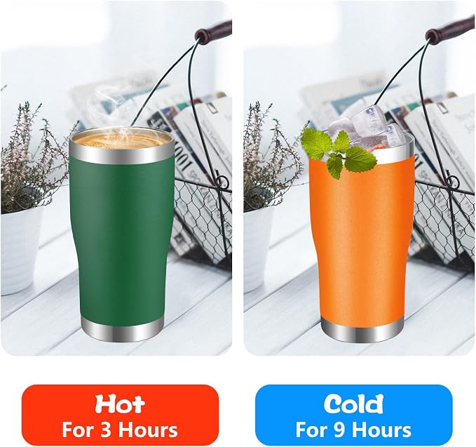 VEGOND 20oz Tumbler Stainless Steel Tumbler Cup with Lid And Straw Vacuum Insulated Double Wall Travel Coffee Mug(Orange 12 Pack)