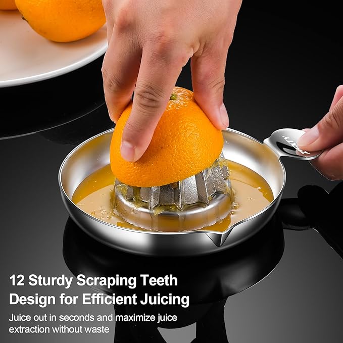 Premium Kitchen Tool Kit, Stainless Steel Garlic Press + Manual Citrus Juicer, Heavy Duty Ergonomic Handle Dishwasher Safe, 5-year Warranty
