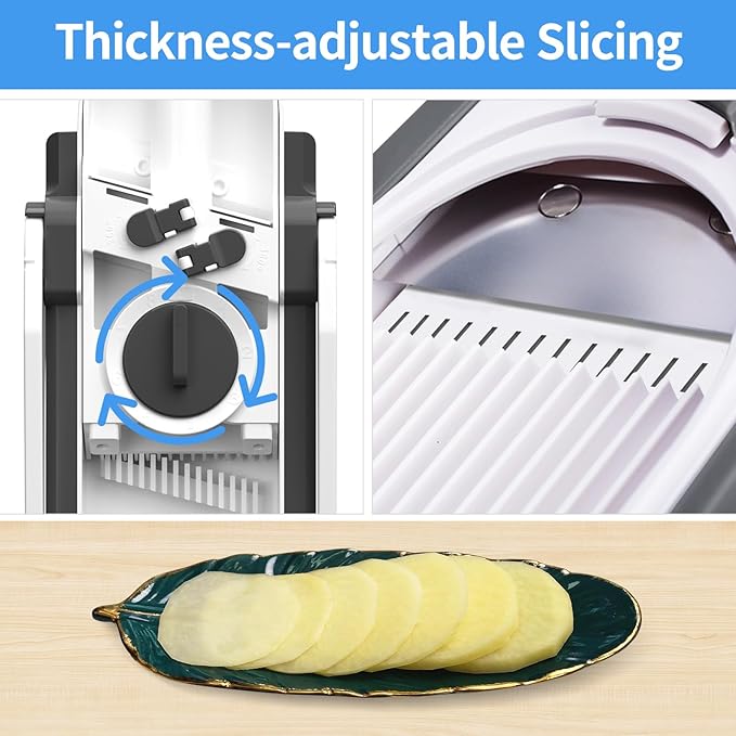 Jonscook Safe Veggie Chopper Vegetable Cutter, French Fry Cutter Onion Chopper Vegetable Slicer Fruit Cutter Dicer, Multifunctional Kitchen Gadgets Mandoline Food Slicer For Meal Prep - Gray
