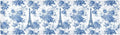 2 in 1 Table Runner Trivet for Hot Pots and Pans Heat Resistant Non Slip Waterproof 39 x 12 Inch Decorative Table Protector for Kitchen Countertop Blue Roses and Eiffel Tower