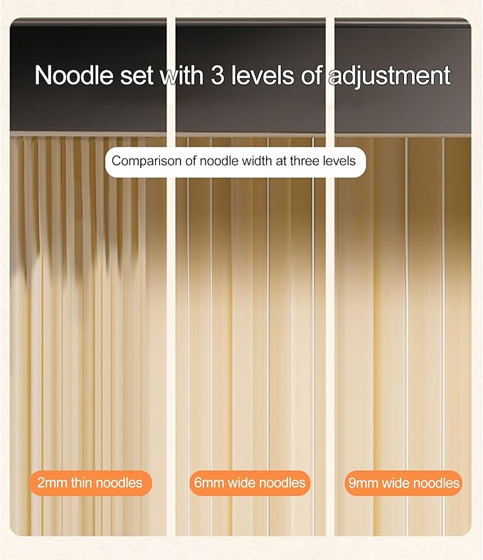 Pasta Maker Machine, 9 Adjustable Thickness Settings, 3 Adjustable Widths, 2-in-1 Noodles Maker with Rollers and Cutter, Perfect for Spaghetti, Fettuccini, Lasagna or Dumpling Skin,Silver