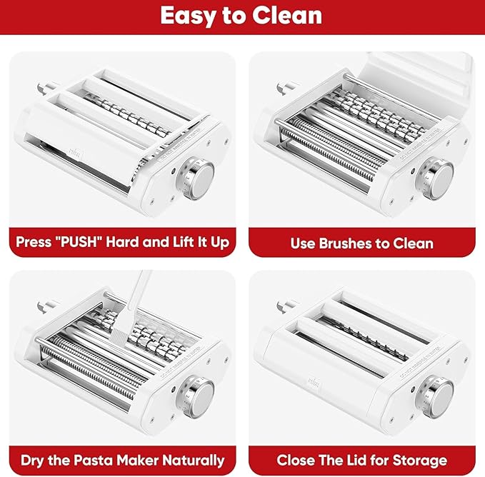 Pasta Attachment for KitchenAid Stand Mixers, 3 in 1 Pasta Maker Set for Kitchenaid, Includes Pasta Roller, Pasta Cutter and Fettuccine Cutter with Cleaning Brush