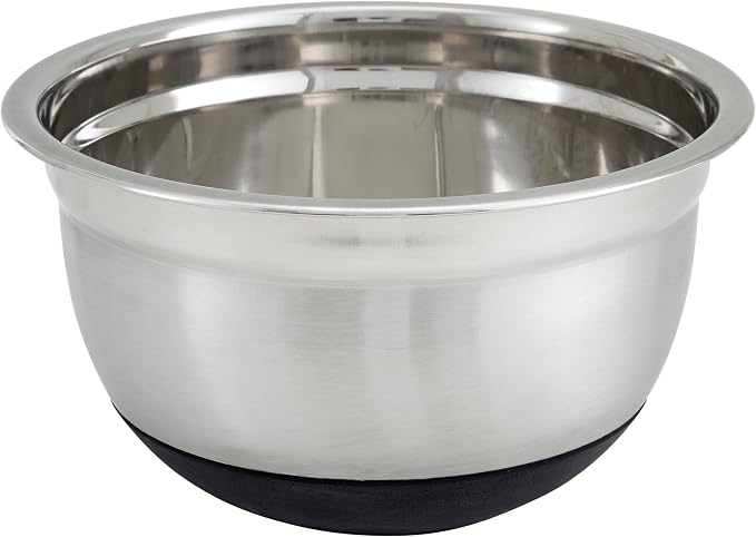 Winco Mixing Bowl with Silicon Base, 3-Quart, Stainless Steel, Black
